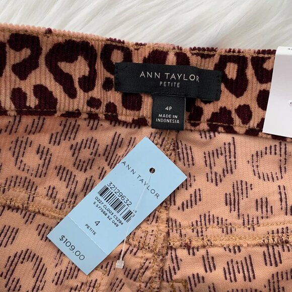 NWT Ann Taylor Petite Beige burgundy corduroy The Skinny Highest Rise pants, 4P - Picture 6 of 6